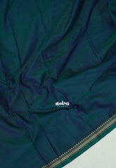 Dual Shade Teal Green - Andal - Mercerised Cotton with Silk Finish Thread Weaving Border - Perfect for Regular Wear | Casual Wear