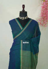 Dual Shade Teal Green - Andal - Mercerised Cotton with Silk Finish Thread Weaving Border - Perfect for Regular Wear | Casual Wear