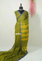 Mehndi Green - Andal – Narayanpet Silk Cotton with Thread Weaving Border - Perfect for Regular Wear | Casual Wear