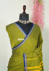 Mehndi Green - Andal – Narayanpet Silk Cotton with Thread Weaving Border - Perfect for Regular Wear | Casual Wear