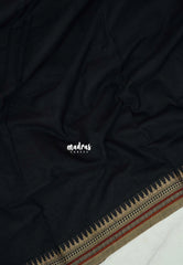 Ebony Black - Andal – Narayanpet Silk Cotton with Thread Weaving Border - Perfect for Regular Wear | Casual Wear