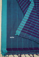 Andrea - Khadi cotton violet blue checks blue border