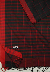 Andrea - Khadi cotton black checks red border