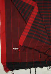 Andrea - Khadi cotton black checks red border