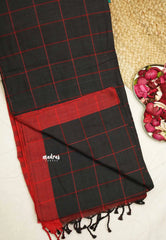 Andrea - Khadi cotton black checks red border