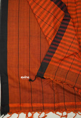 Andrea - Khadi cotton orange checks with black border