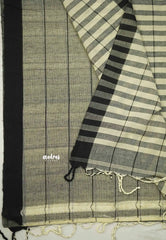 Andrea - Khadi cotton halfwhite with black border