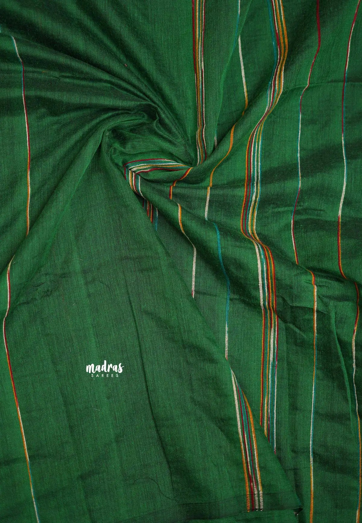 Anvi - Budget Khadi cotton with knitted weaving stripes - Green