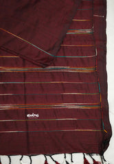 Anvi - Budget Khadi cotton with knitted weaving stripes - Maroon