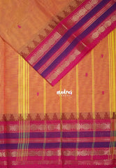 Soft Orange - Karthigai silk cotton multi Rudraksham with Temple Boder with Buttas - Best for Temple Visit