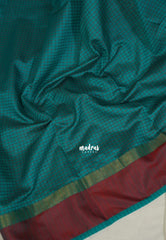 Teal Glow- Arani Semi Silk Saree Muthukattam with Skirt Border - Best for Regular Wear | Temple Visit