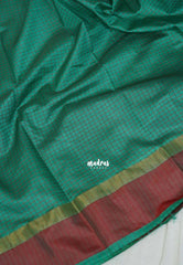 Muted Green - Arani Semi Silk Saree Muthukattam with Skirt Border - Best for Regular Wear | Temple Visit