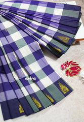 Purple white kattam - Arani semi silk saree multi colour checks - Paalum Pazhamum