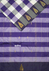 Purple white kattam - Arani semi silk saree multi colour checks - Paalum Pazhamum