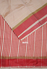 Ivory Beige - Arani Semi Silk Saree Muthukattam with Skirt Border - Best for Regular Wear | Temple Visit