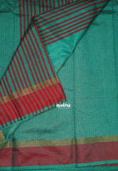 Muted Green - Arani Semi Silk Saree Muthukattam with Skirt Border - Best for Regular Wear | Temple Visit