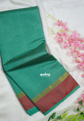 Muted Green - Arani Semi Silk Saree Muthukattam with Skirt Border - Best for Regular Wear | Temple Visit