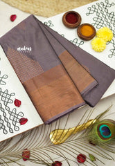 Arani semi soft silk saree with temple weaving buttas - Purple grey