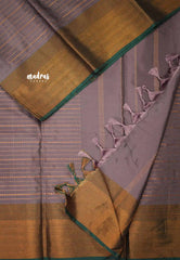 Arani semi soft silk saree stripes weaving buttas antique border - Purple grey