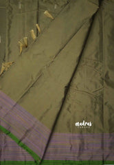 Arani semi soft silk saree with weaving buttas multi color border - Pale green