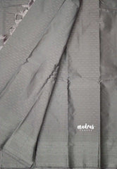 Arani semi soft silk saree stripes weaving buttas silver border - Grey