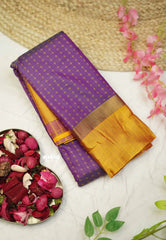 Arani semi silk saree with weaving buttas - Purple with yellow