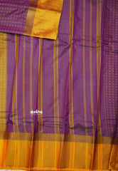 Arani semi silk saree with weaving buttas - Purple with yellow