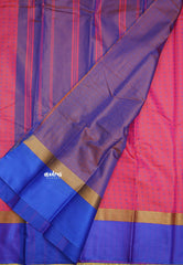 Arani semi silk saree with weaving buttas - Pink with Blue