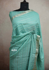 Chandrika - Lighweight trendy Assam silk horizontal lines weaving - Teal green