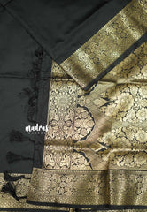 Classy Kashmiri silk with rich weaving - Black