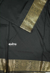 Classy Kashmiri silk with rich weaving - Black