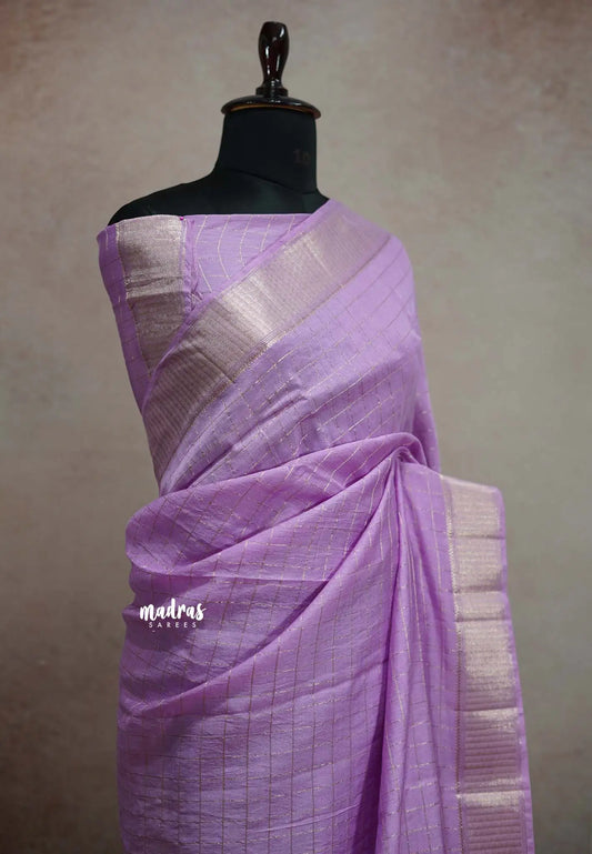 Chandrika - Lighweight trendy Assam silk checks weaving - Lavender