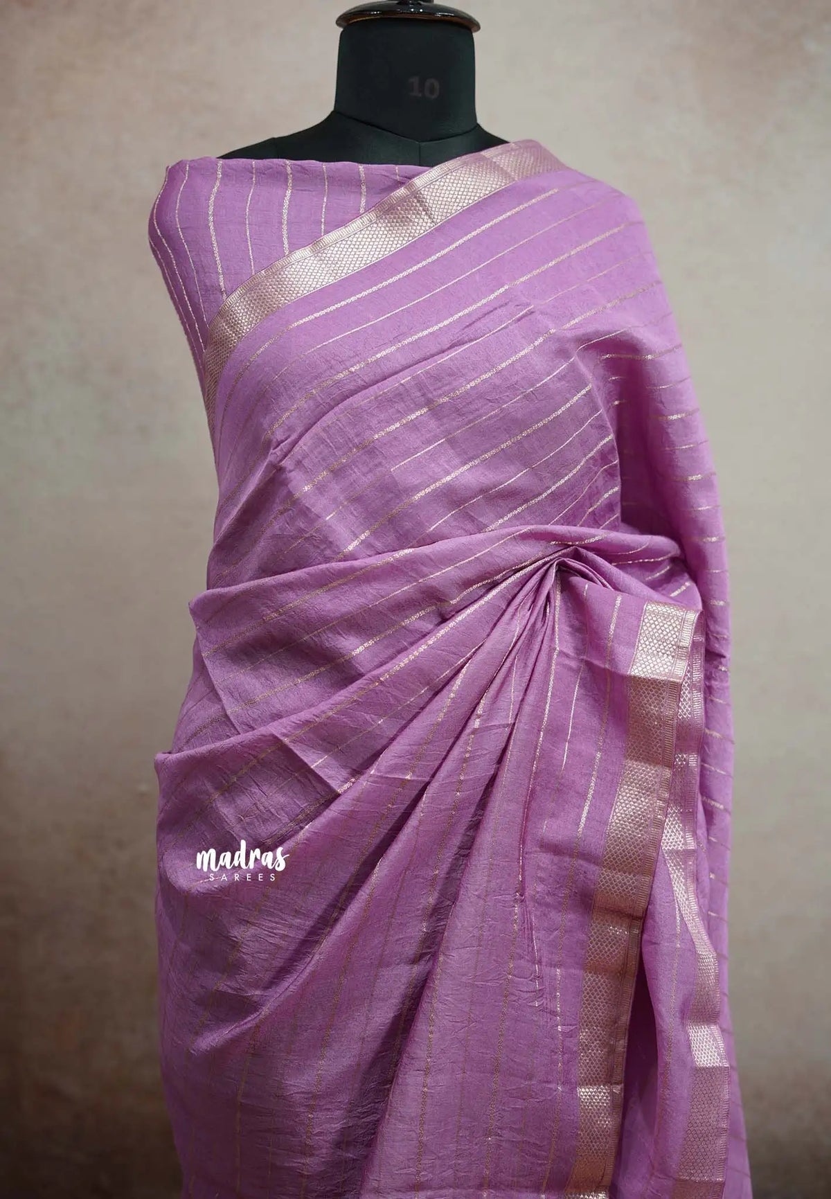 Chandrika - Lighweight trendy Assam silk horizontal lines weaving - Pastel purple