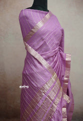 Chandrika - Lighweight trendy Assam silk horizontal lines weaving - Pastel purple