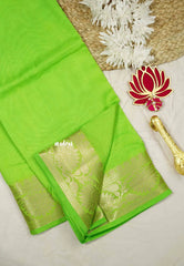 Avantika - Semi Mysore silk with floral border - Neon Green