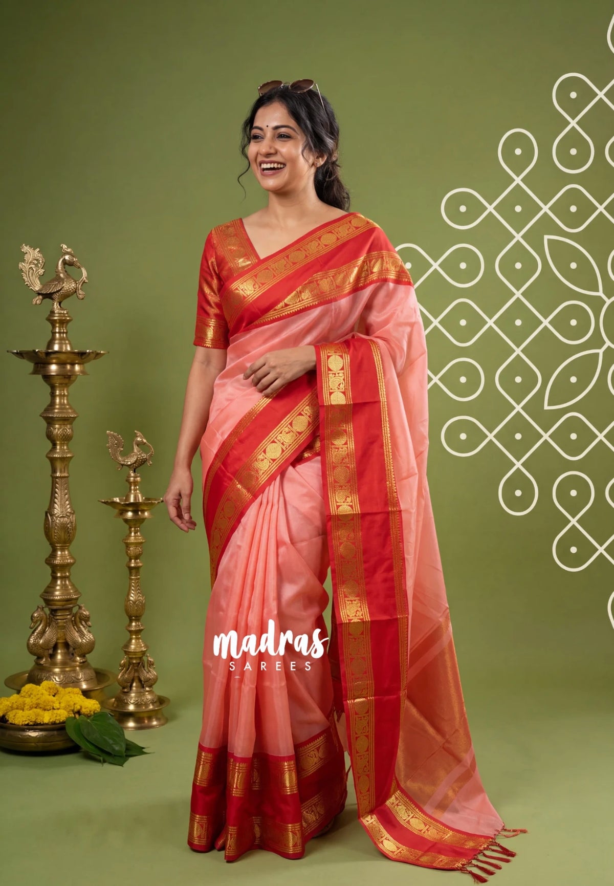 Lotus Peach - Avantika - Semi Mysore silk with Rettapetta Border - Perfect for Festival Wear