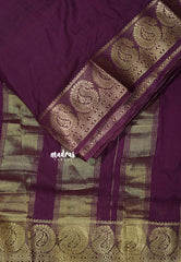Wine red - Avantika - Semi Mysore silk with big mango border