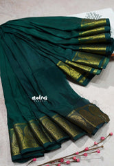 Deep Green - Avantika - Semi Mysore silk with big mango border