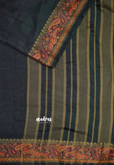 Black - Avantika - Soft semi Mysore silk with meenakari thread weaving border