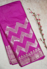 Magenta Pink - Avantika - Soft semi Mysore silk with Silver Zig Zag Highlights