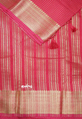 Avantika - Semi Mysore silk with checks body getti border - Pink