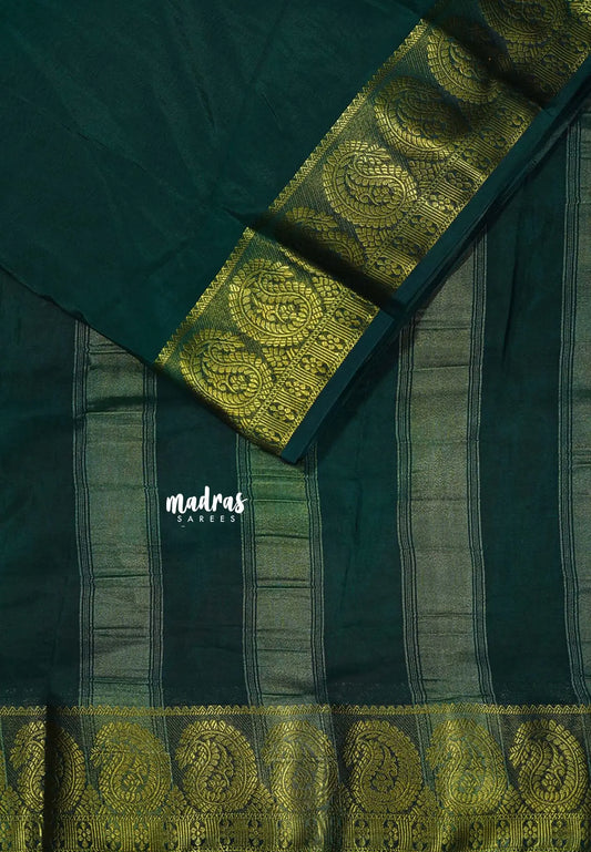 Deep Green - Avantika - Semi Mysore silk with big mango border