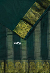 Deep Green - Avantika - Semi Mysore silk with big mango border