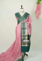 Blush Pink - Avantika - Semi Mysore Silk Zari Border with Mango Buttas - Best for Wedding Functions
