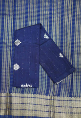 Avantika - Semi Mysore silk with checks body multi border - Blue