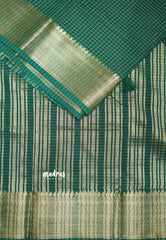 Avantika - Semi Mysore silk with checks body getti border - Green