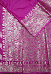 Magenta Pink - Avantika - Soft semi Mysore silk with Silver Zig Zag Highlights