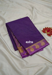 Royal Purple - Avantika - Semi Mysore Silk Saree Zari Checks with Contrast Pallu and Blouse - Perfect for Small Functions