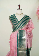 Blush Pink - Avantika - Semi Mysore Silk Zari Border with Mango Buttas - Best for Wedding Functions
