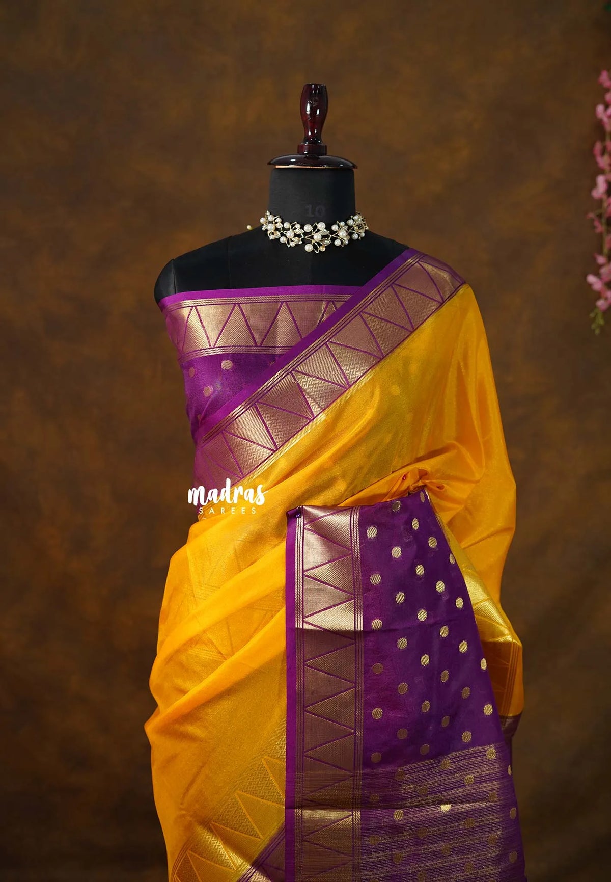 Mango Gold - Avantika - Semi Mysore silk with Devalaya Zari Border - Perfect for Festival Wear